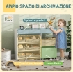 MOBILE PORTAGIOCHI PER BAMBINI CON 11 CESTINI IN TESSUTO, ARMADIETTO E RIPIANI, 105X30X80 CM, BIANCO