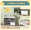 MOBILE PORTAGIOCHI PER BAMBINI CON 11 CESTINI IN TESSUTO, ARMADIETTO E RIPIANI, 105X30X80 CM, BIANCO