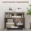 MOBILETTO BAGNO MODERNO CON VANI APERTI E ARMADIETTO A 2 ANTE 80X35X70 CM GRIGIO