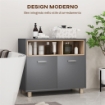 MOBILETTO BAGNO MODERNO CON VANI APERTI E ARMADIETTO A 2 ANTE 80X35X70 CM GRIGIO