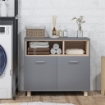 MOBILETTO BAGNO MODERNO CON VANI APERTI E ARMADIETTO A 2 ANTE 80X35X70 CM GRIGIO