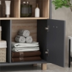 MOBILETTO BAGNO MODERNO CON VANI APERTI E ARMADIETTO A 2 ANTE 80X35X70 CM GRIGIO