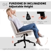 SEDIA DA UFFICIO REGOLABILE, INCLINABILE E GIREVOLE, IN TESSUTO CHENILLE E ACCIAIO, 62X67X83-93 CM, BEIGE