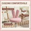 SEDIA DA SCRIVANIA A ORECCHIE DI CONIGLIO AD ALTEZZA REGOLABILE E RIVESTITA IN PILE TEDDY ROSA, 53X53X70-84 CM