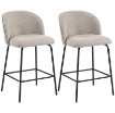 SET 2 SGABELLI DA BAR CON SCHIENALE E POGGIAPIEDI, RIVESTIMENTO IN TESSUTO E GAMBE IN ACCIAIO, GRIGIO