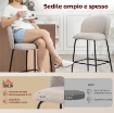 SET 2 SGABELLI DA BAR CON SCHIENALE E POGGIAPIEDI, RIVESTIMENTO IN TESSUTO E GAMBE IN ACCIAIO, GRIGIO