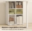 SCRIVANIA PER CAMERA RICURVA CON 6 RIPIANI E 4 SCAFFALI REGOLABILI, IN ACCIAIO E LEGNO, 100X59X75.5 CM, BIANCO