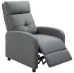 POLTRONA RECLINABILE 155¦ MAX IN TESSUTO EFFETTO LINO GRIGIO CON POGGIAPIEDI, 67X87X98 CM