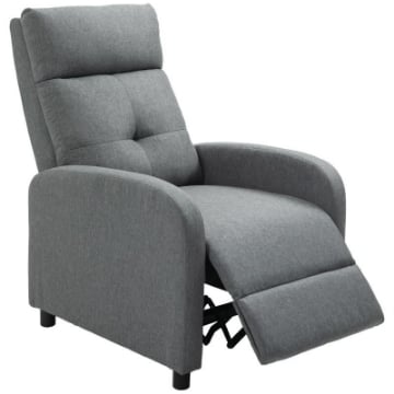 POLTRONA RECLINABILE 155¦ MAX IN TESSUTO EFFETTO LINO GRIGIO CON POGGIAPIEDI, 67X87X98 CM