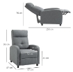 POLTRONA RECLINABILE 155¦ MAX IN TESSUTO EFFETTO LINO GRIGIO CON POGGIAPIEDI, 67X87X98 CM