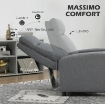 POLTRONA RECLINABILE 155¦ MAX IN TESSUTO EFFETTO LINO GRIGIO CON POGGIAPIEDI, 67X87X98 CM