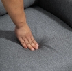POLTRONA RECLINABILE 155¦ MAX IN TESSUTO EFFETTO LINO GRIGIO CON POGGIAPIEDI, 67X87X98 CM