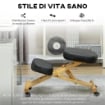 SEDIA ERGONOMICA POSTURALE CON INGINOCCHIATOIO ALTEZZA REGOLABILE E ROTELLE IN LEGNO NERO