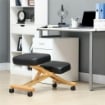 SEDIA ERGONOMICA POSTURALE CON INGINOCCHIATOIO ALTEZZA REGOLABILE E ROTELLE IN LEGNO NERO