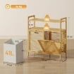 MOBILE PORTABIANCHERIA CON 2 CESTI DA 41L E 2 RIPIANI, IN BAMB¨ E POLIESTERE, 82X33X88 CM, COLOR LEGNO E CREMA
