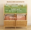 MOBILE PORTABIANCHERIA CON 2 CESTI DA 41L E 2 RIPIANI, IN BAMB¨ E POLIESTERE, 82X33X88 CM, COLOR LEGNO E CREMA