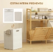 MOBILE PORTABIANCHERIA CON 2 CESTI DA 41L E 2 RIPIANI, IN BAMB¨ E POLIESTERE, 82X33X88 CM, COLOR LEGNO E CREMA