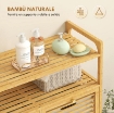 MOBILE PORTABIANCHERIA CON 2 CESTI DA 41L E 2 RIPIANI, IN BAMB¨ E POLIESTERE, 82X33X88 CM, COLOR LEGNO E CREMA