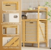 MOBILE PORTABIANCHERIA CON 2 CESTI DA 41L E 2 RIPIANI, IN BAMB¨ E POLIESTERE, 82X33X88 CM, COLOR LEGNO E CREMA