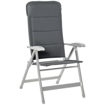 SEDIA DA PESCA PIEGHEVOLE CON BRACCIOLI E SCHIENALE REGOLABILE IN ALLUMINIO E POLIESTERE 75X61.5X76-115 CM GRIGIO