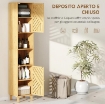 MOBILE COLONNA BAGNO CON 2 ARMADIETTI E 2 RIPIANI CON SCAFFALE REGOLABILE, IN BAMB¨ E TRUCIOLATO, 32X30X170 CM