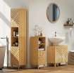 MOBILE COLONNA BAGNO CON 2 ARMADIETTI E 2 RIPIANI CON SCAFFALE REGOLABILE, IN BAMB¨ E TRUCIOLATO, 32X30X170 CM