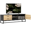 MOBILE PORTA TV 60" CON ARMADIETTO 2 CASSETTI E RIPIANI APERTI 140X35X45 CM LEGNO NATURALE