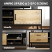 MOBILE PORTA TV 60" CON ARMADIETTO 2 CASSETTI E RIPIANI APERTI 140X35X45 CM LEGNO NATURALE