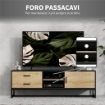 MOBILE PORTA TV 60" CON ARMADIETTO 2 CASSETTI E RIPIANI APERTI 140X35X45 CM LEGNO NATURALE