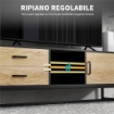 MOBILE PORTA TV 60" CON ARMADIETTO 2 CASSETTI E RIPIANI APERTI 140X35X45 CM LEGNO NATURALE