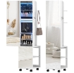 ARMADIO PORTAGIOIE CON SPECCHIERA GIREVOLE A 360¦, LUCE LED REGOLABILE, SERRATURA E RIPIANI, 37X40X165.5 CM