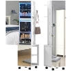 ARMADIO PORTAGIOIE CON SPECCHIERA GIREVOLE A 360¦, LUCE LED REGOLABILE, SERRATURA E RIPIANI, 37X40X165.5 CM