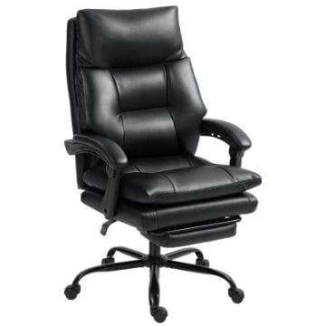 SEDIA PER SCRIVANIA AD ALTEZZA REGOLABILE E RECLINABILE FINO A 135¦, IN PELLE PU NERA, 65X76X113-121 CM