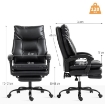 SEDIA PER SCRIVANIA AD ALTEZZA REGOLABILE E RECLINABILE FINO A 135¦, IN PELLE PU NERA, 65X76X113-121 CM