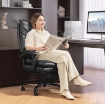 SEDIA PER SCRIVANIA AD ALTEZZA REGOLABILE E RECLINABILE FINO A 135¦, IN PELLE PU NERA, 65X76X113-121 CM