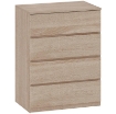 CASSETTIERA 4 CASSETTI IN LEGNO CON GUIDE IN METALLO E MANIGLIE SCANALATE, 60X40X80 CM, COLOR FAGGIO