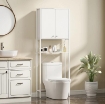 MOBILE BAGNO SOPRA WC E LAVATRICE CON ARMADIETTO E RIPIANO APERTO, 64X20X180 CM, BIANCO