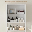 MOBILE BAGNO SOPRA WC E LAVATRICE CON ARMADIETTO E RIPIANO APERTO, 64X20X180 CM, BIANCO