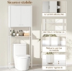 MOBILE BAGNO SOPRA WC E LAVATRICE CON ARMADIETTO E RIPIANO APERTO, 64X20X180 CM, BIANCO