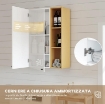 ARMADIETTO BAGNO A PARETE CON RIPIANI REGOLABILI E 3 MENSOLE APERTE, 59.5X30X90 CM, BIANCO E LEGNO