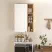 ARMADIETTO BAGNO A PARETE CON RIPIANI REGOLABILI E 3 MENSOLE APERTE, 59.5X30X90 CM, BIANCO E LEGNO