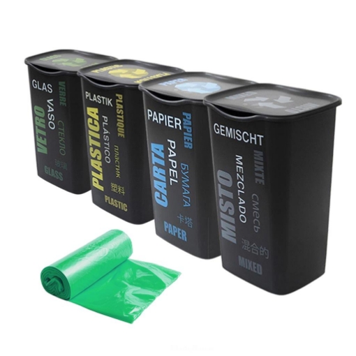 SET 4 PATTUMIERE RACCOLTA DIFFERENZIATA CON 10 SACCHI PROFUMATI