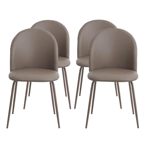 SET 4 SEDIE BONNIE CON AMPIO SCHIENALE DI COLORE TORTORA