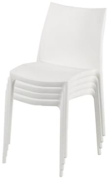 SET 4 SEDIE ZIP BIANCHE IMPILABILI POLIPROPILENE PER ESTERNO E INTERNO