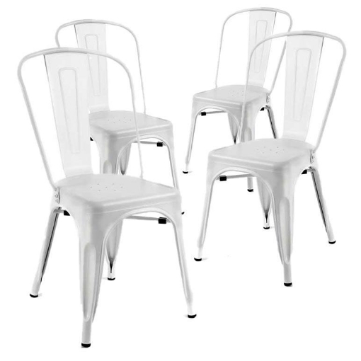 SET 4 SEDIE BRUGES VINTAGE 51 X 44 X H85 CM COLORE BIANCO