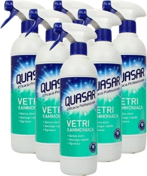QUASAR SPRAY DETERGENTE VETRI SET 6 PZ X 580 ML CON AMMONIACA SPRAY 