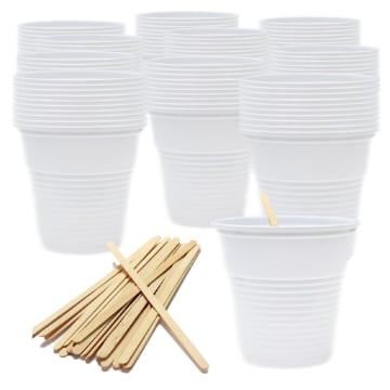 SET 600 BICCHIERINI DA CAFFÈ IN PLASTICA 80 CC CON 600 PALETTE