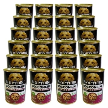 OPTIMO SET 24 BOCCONCINI PER CANE AL GUSTO POLLO E CONIGLIO DA 400 GR