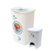 SET BIDONE RACCOLTA BIANCHERIA PER PANNI COLORATI + PATTUMIERA CON PEDALE BIANCA
