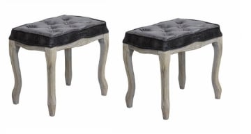 SET 2 SGABELLI MARLY IN ECOPELLE VINTAGE 50 X 36 X H47 CM DI COLORE GRIGIO